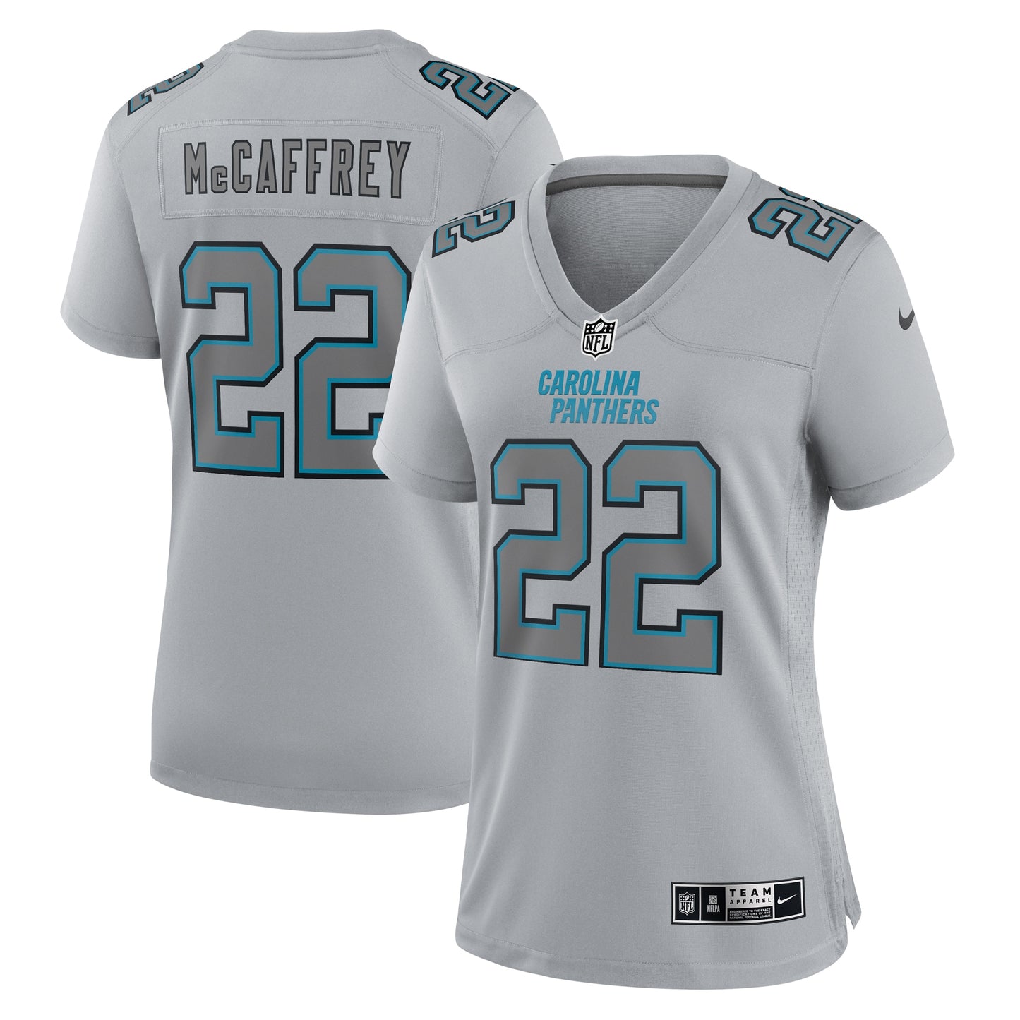 Christian McCaffrey Carolina Panthers Nike Women's Atmosphere Fashion Game Jersey - Gray
